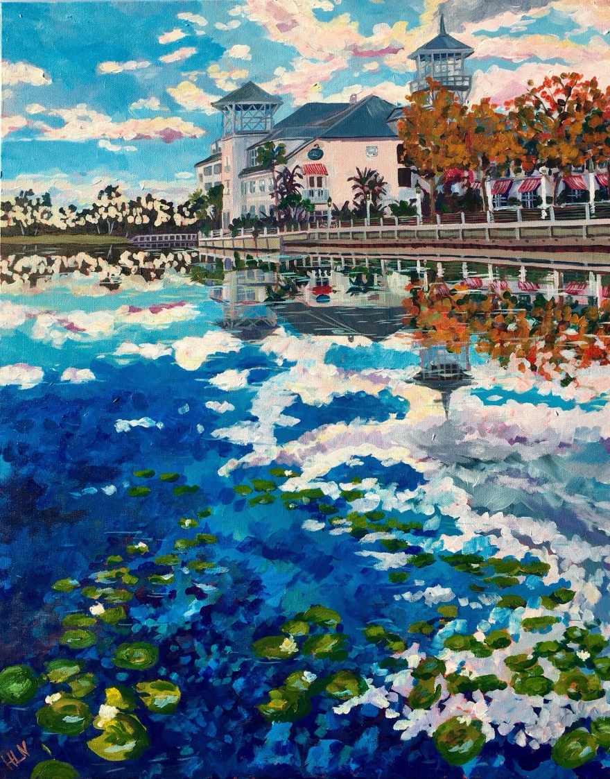 Lily pads at the Bohemian, Acrylic, 24x30